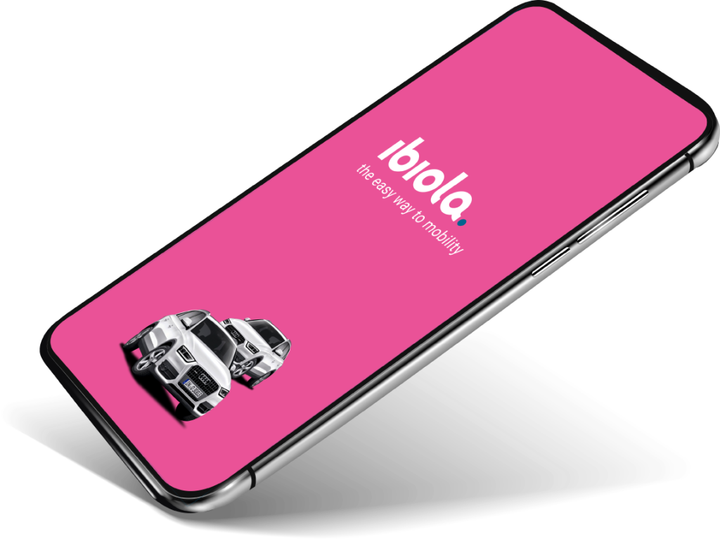 Mockup Handy mit pink ibiola Hintergrund